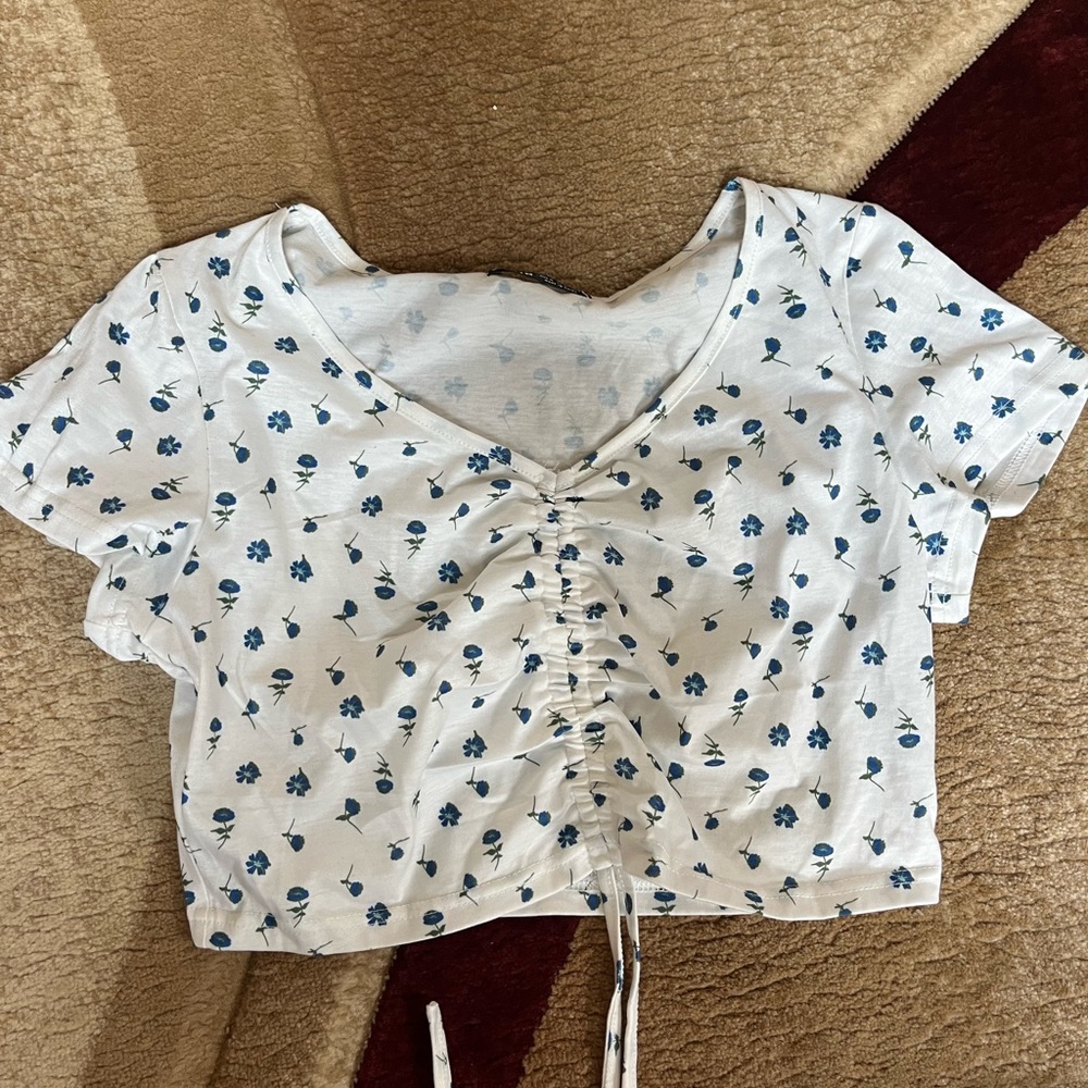 Cute white floral crop top